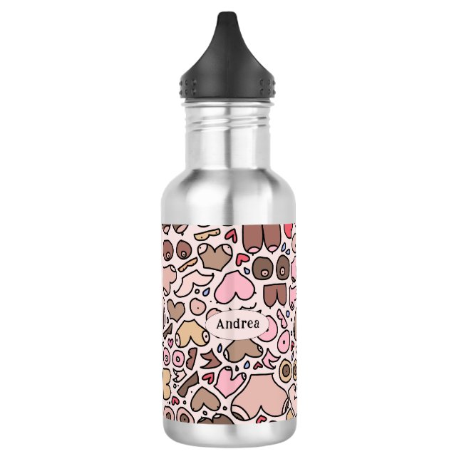 Bouteille D'eau Nom motif mammaire neutre (Gauche)