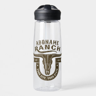 Bouteille D'eau NOM personnalisé Bull Steer Skull Western Ranch
