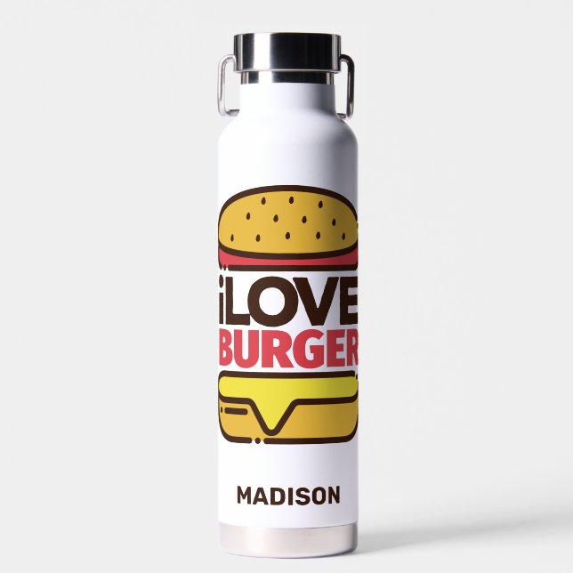 Bouteille D'eau Nom personnalisé Burger Lover (Avant)