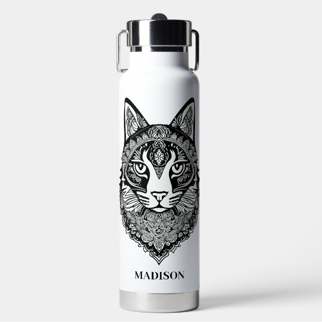Bouteille D'eau Nom personnalisé Chat ornemental (Salle de sport)