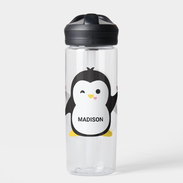 Bouteille D'eau Nom personnalisé Cute Penguin (Extérieur)