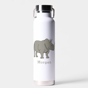 Bouteille D'eau Nom Personnalisé Cute Rhino Retour À L'École