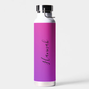 Bouteille D'eau Nom personnalisé de dégradé rose pourpre