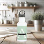 Bouteille D'eau Nom personnalisé de la menthe pastel minimaliste<br><div class="desc">Nom personnalisé de la menthe pastel minimaliste</div>