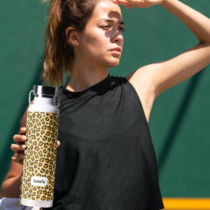 Bouteille D'eau Nom personnalisé Empreinte de léopard