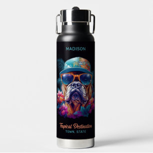 Bouteille D'eau Nom personnalisé et destination Tropical Vacances