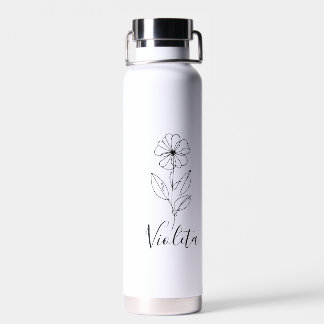 Bouteille D'eau Nom personnalisé Février violet Fleur de naissance