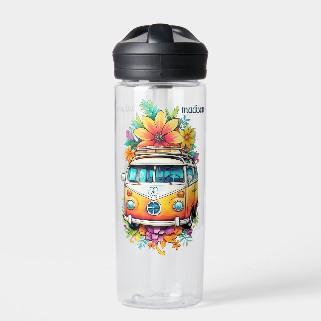 Bouteille D'eau Nom personnalisé Hippie Van (Extérieur)