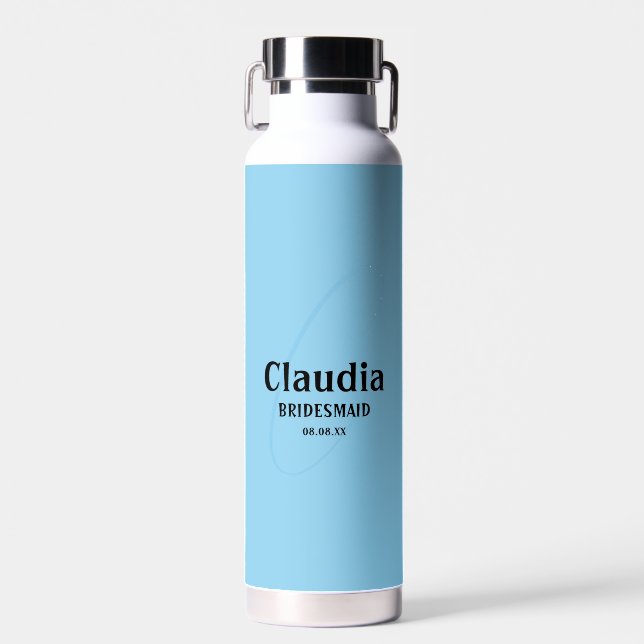 Bouteille D'eau Nom personnalisé Mariage moderne Baby Blue (Avant)