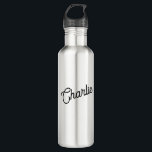 Bouteille D'eau Nom personnalisé moderne<br><div class="desc">Conception personnalisée de nom dans une police moderne.</div>