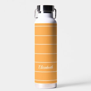 Bouteille D'eau Nom personnalisé Orange Blanc rayé Motif moderne