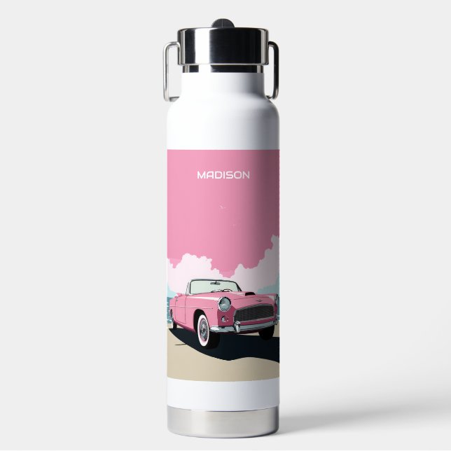 Bouteille D'eau Nom personnalisé Pink Classic Car (Salle de sport)