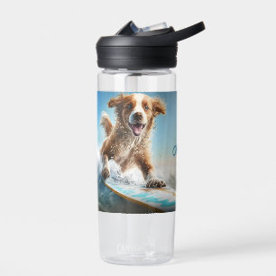 Bouteille D'eau Nom personnalisé Surfing Chien
