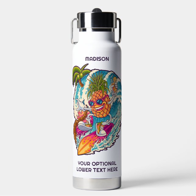 Bouteille D'eau Nom personnalisé Surfing Pineapple (Salle de sport)