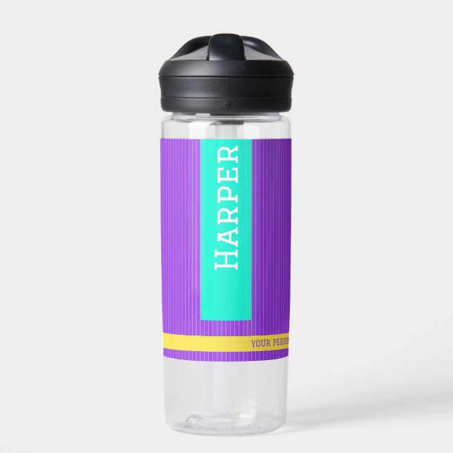Bouteille D'eau Nom personnalisé tendance violet (Extérieur)