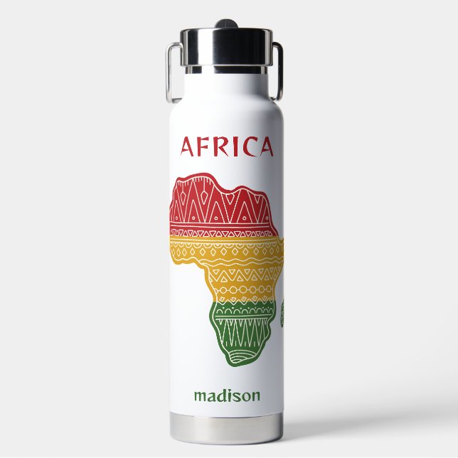 Bouteille D'eau Nom personnalisé & Texte Afrique (Salle de sport)