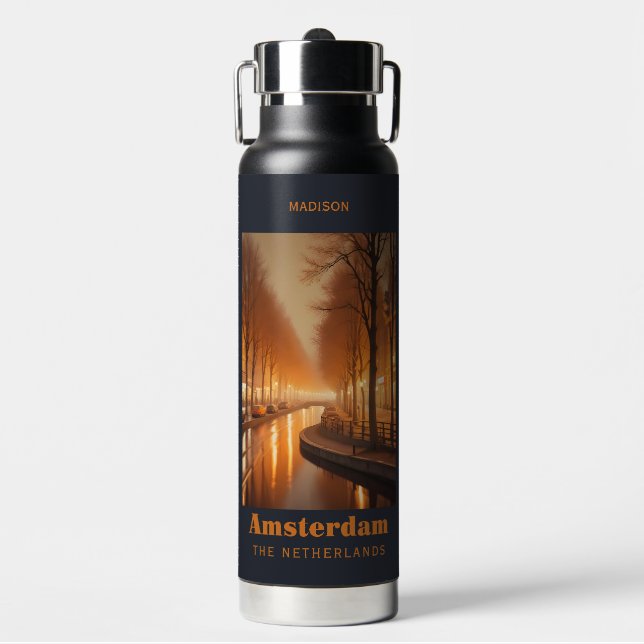 Bouteille D'eau Nom personnalisé / Texte Amsterdam (Salle de sport)