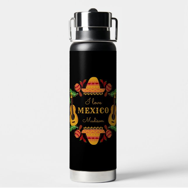 Bouteille D'eau Nom personnalisé / texte Mexique (Arrière)
