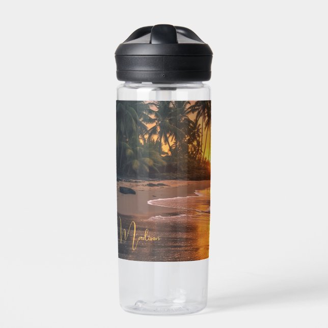 Bouteille D'eau Nom personnalisé Tropical Beach Sunset (Extérieur)
