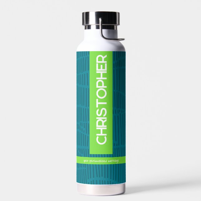 Bouteille D'eau Nom personnalisé vert moderne (Gauche)