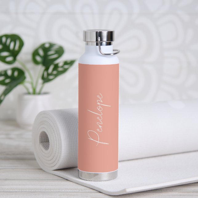 Bouteille D'eau Nom simple Elegant Peach Modern (Yoga)