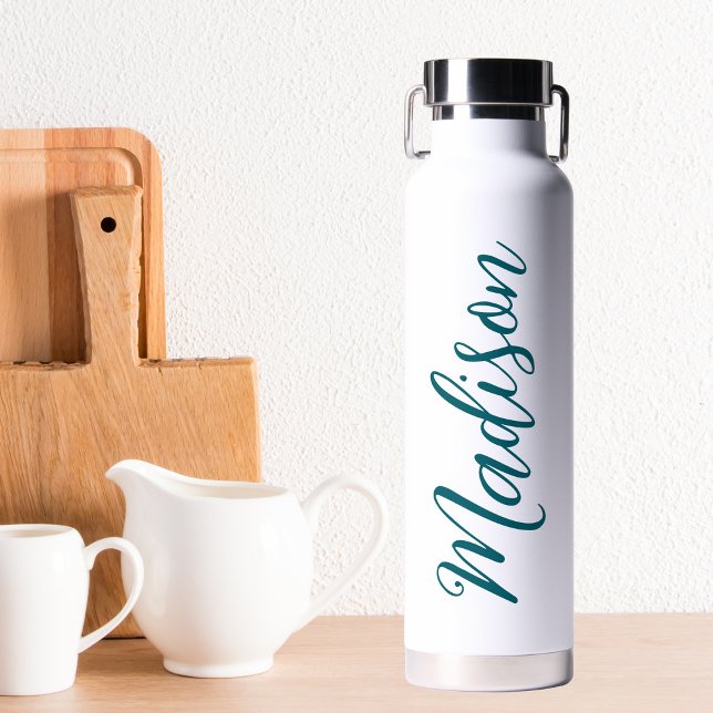 Bouteille D'eau Nom Turquoise tendance Script manuscrit personnali (Créateur téléchargé)
