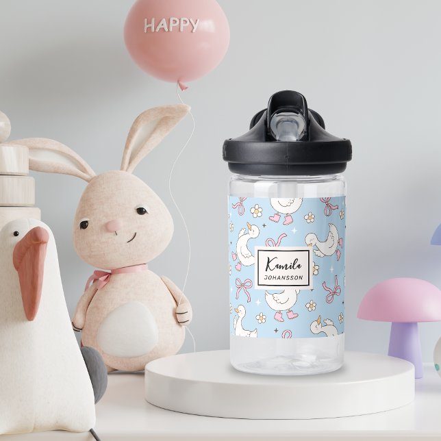 Bouteille D'eau Nommé Coquette Silly Goose Rose Ruban Script Perso (Créateur téléchargé)