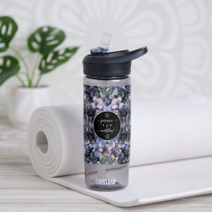 Bouteille D'eau Noms de Couple de Mariage Floral Noir Lunatique Cl