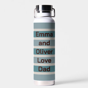 Bouteille D'eau Noms d'enfants Amour Papa Bleu Stripes