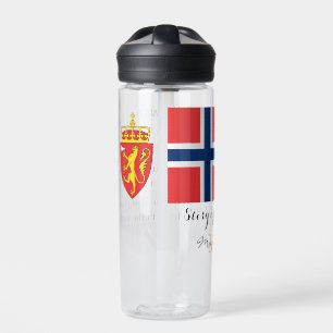 Bouteille D'eau NORVÈGE - monogrammed, texte amusant, drapeau norv