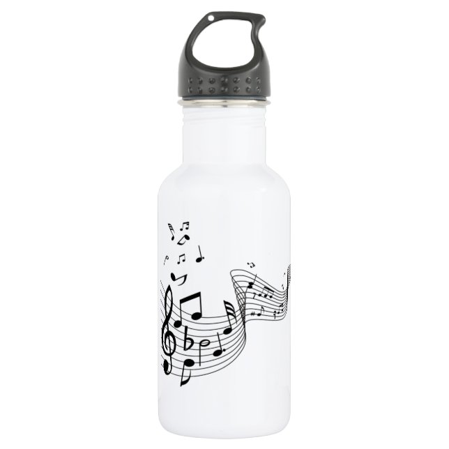 Bouteille D'eau Notes de musique sur argent (Devant)