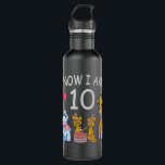 Bouteille D'eau Now I, 10 ans d'âge 10 Birthday<br><div class="desc">Joyeux anniversaire. Funny and lovely Kids Birthday design with a cute Elephant,  two ferrets and a girafe celebrating your birthday at the zoo.</div>