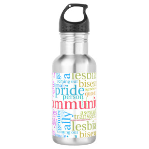 Bouteille D'eau Nuage de mots de la communauté arc-en-ciel LGBTQ+ 