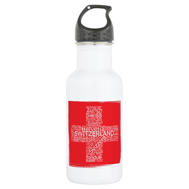 Bouteille D'eau Nuage de mots drapeau Suisse Vintage (Devant)