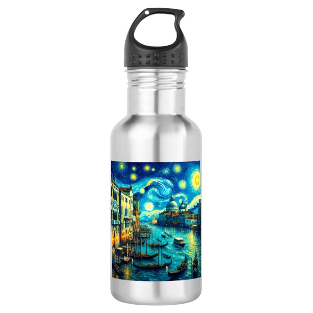 Bouteille D'eau Nuit étoilée Venise Italie (Devant)