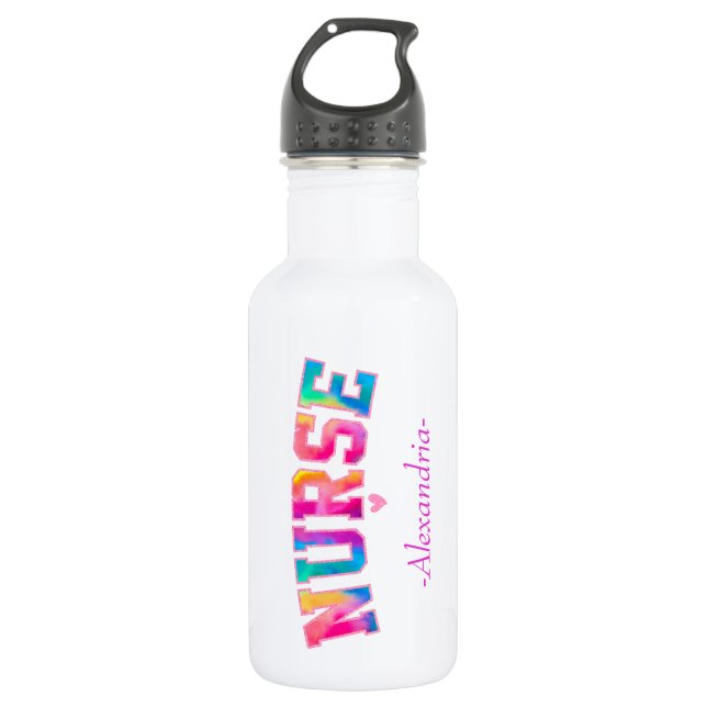 Bouteille D'eau "Nurse" en Elegant Rainbow Colors | Vibrant & (Devant)
