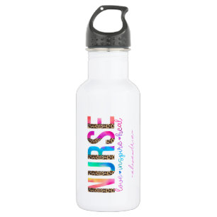 Bouteille D'eau "Nurse - Love, Inspire, Heal" en couleur arc-en-ci