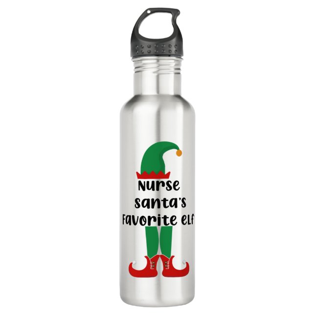 Bouteille D'eau Nurse Santa's Favorite Elf Funny Nurse Christmas (Devant)