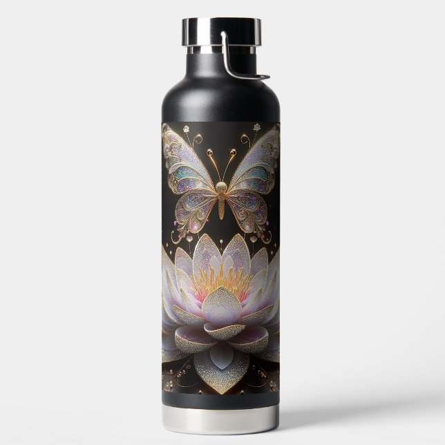 Bouteille D'eau Nymphéa & Papillon Pailleté (Droite)