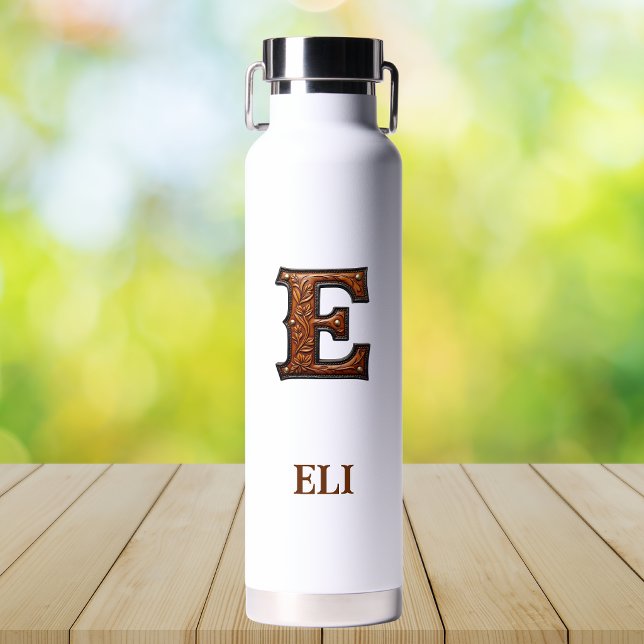 Bouteille d'eau occidentale en cuir estampé Monogr (Créateur téléchargé)