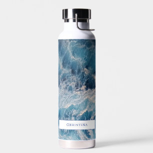 Bouteille D'eau Ocean Blue Waves Bath Nom personnalisé