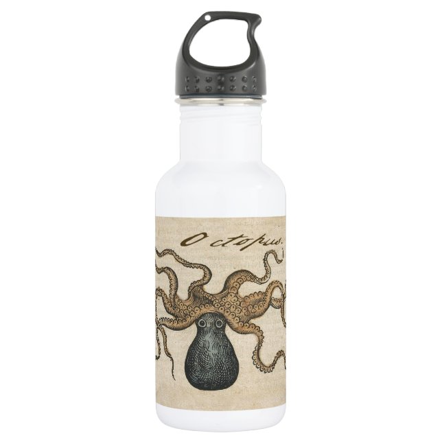 Bouteille D'eau Octopus Kraken Illustration Vintage (Devant)