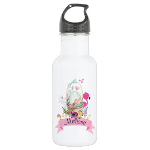 Bouteille D'eau Oeuf mou, Flamant rose rose et lapin, /w Ruban