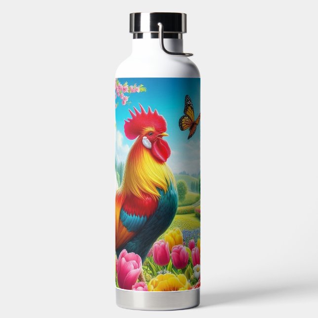 Bouteille D'eau OEuvre florale/de printemps/de poulet (Droite)