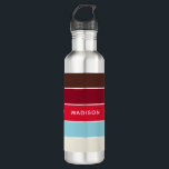 Bouteille D'eau Oh Cupcake Color Block Nom personnalisé<br><div class="desc">Ce design coloré et moderne dispose d'un motif en bloc couleur dans les tons rouge et bleu avec votre nom personnalisé</div>