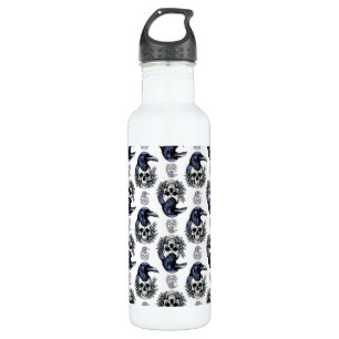 Bouteille D'eau Oiseau noir sur un crâne Goth Design Motif