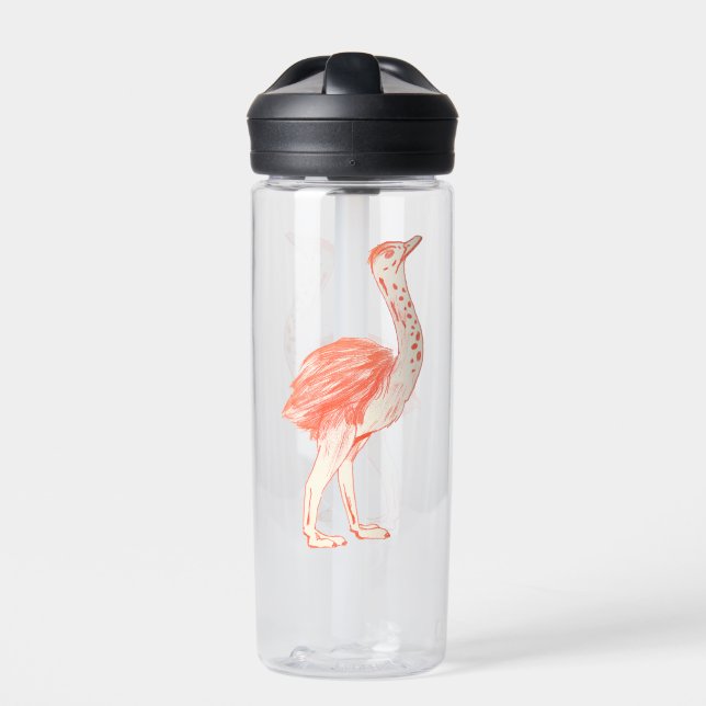 Bouteille D'eau Oiseau rose mignon Artiste Baby Ostrich (Extérieur)