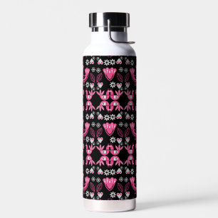 Bouteille D'eau Oiseaux roses et blancs du folklore scandinave