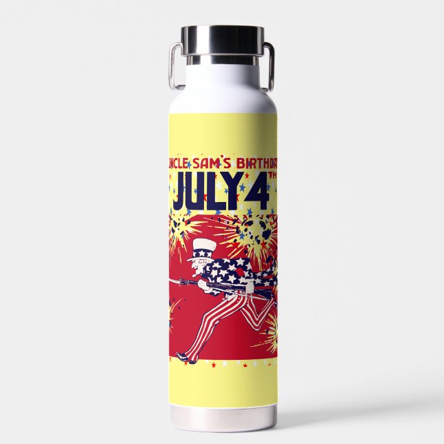 Bouteille D'eau Oncle Sam à l'anniversaire étoilé du 4 juillet (Avant)
