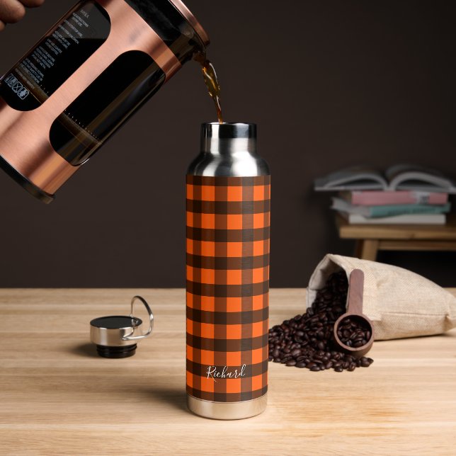 Bouteille D'eau Orange and Black Checker (Gym)
